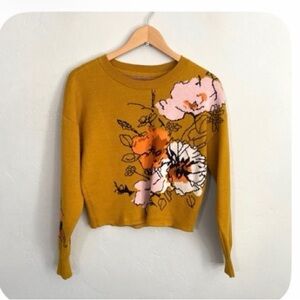 Maeve Sonal Nathwani Cropped Sweater Crewneck Size small Floral